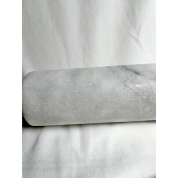 Vintage Heavy Marble Rolling Pin with Stand - Dark Wood, White and Grey Marble - Picture 9 of 10